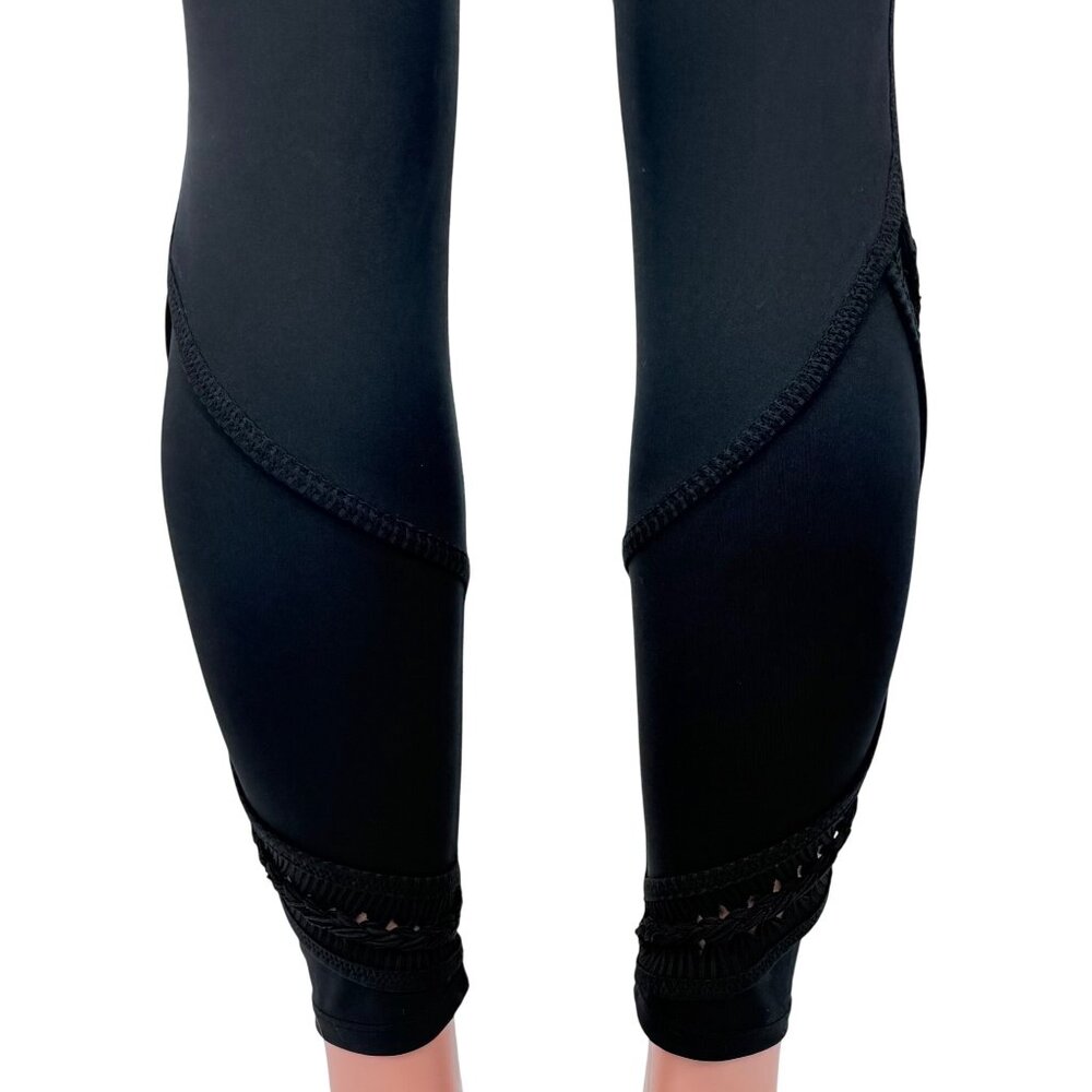 NWOT Free People Black Slit Weave High Waist Athletic Leggings | Athleisure M - Picture 12 of 16